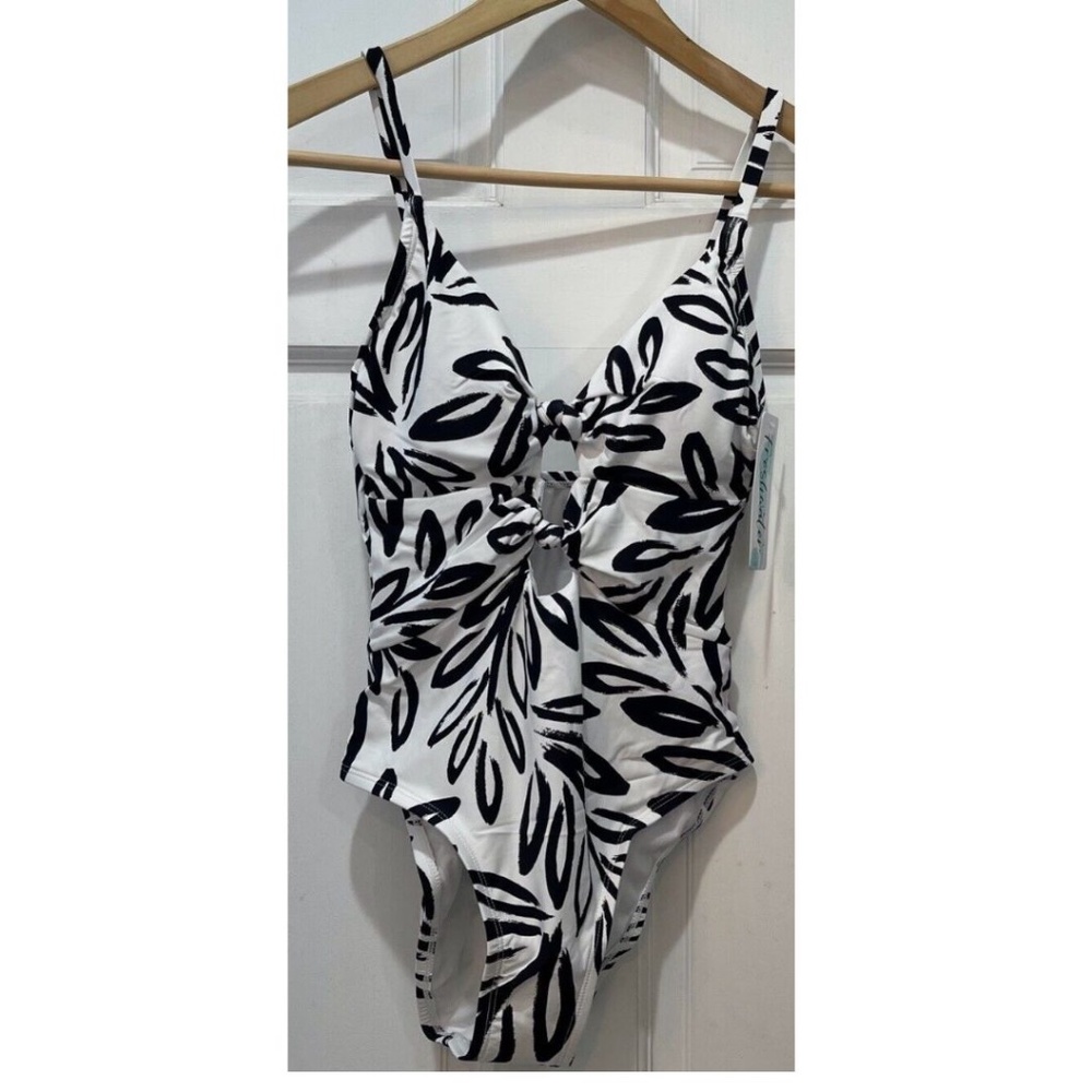 Freshwater Cutout Knotted Black White One Piece Swimsuit Women’s Size Small